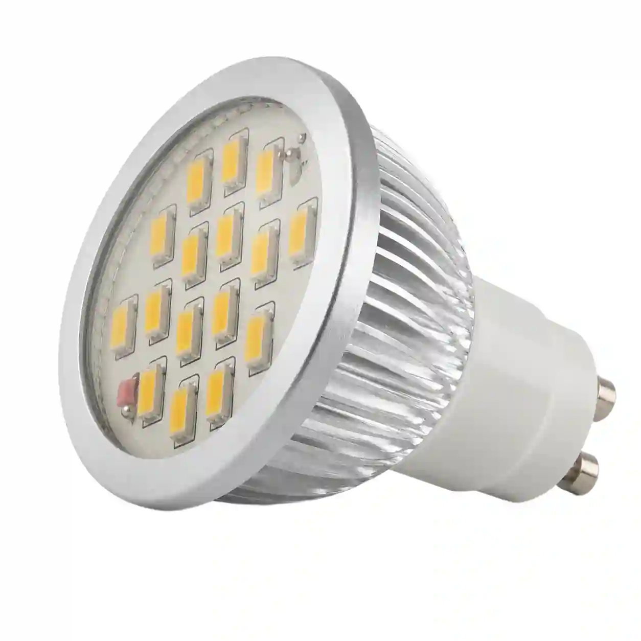 Bílá LED žárovka GU10 s matným krytem a bajonetovou paticí